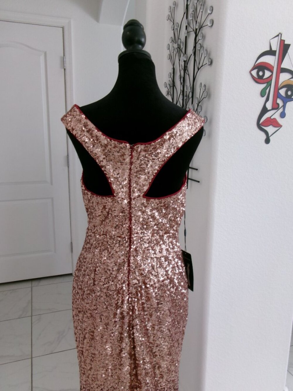 New Ever Pretty Sequin Mermaid Gown Formal Maxi Dress Gold Maroon Ombre M 6 8 10 - Picture 9 of 16